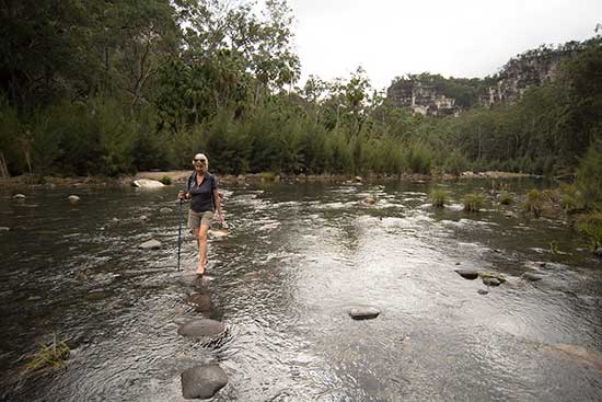 Debbie crossing the Carnarvon River